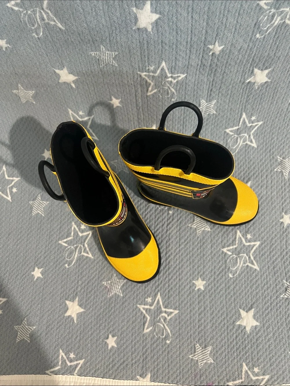 Western Chief Kids Black & Yellow Firefighter Rain Boots 10 toddler boy